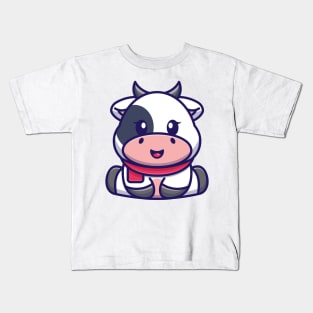 Cute baby cow sitting cartoon illustration Kids T-Shirt